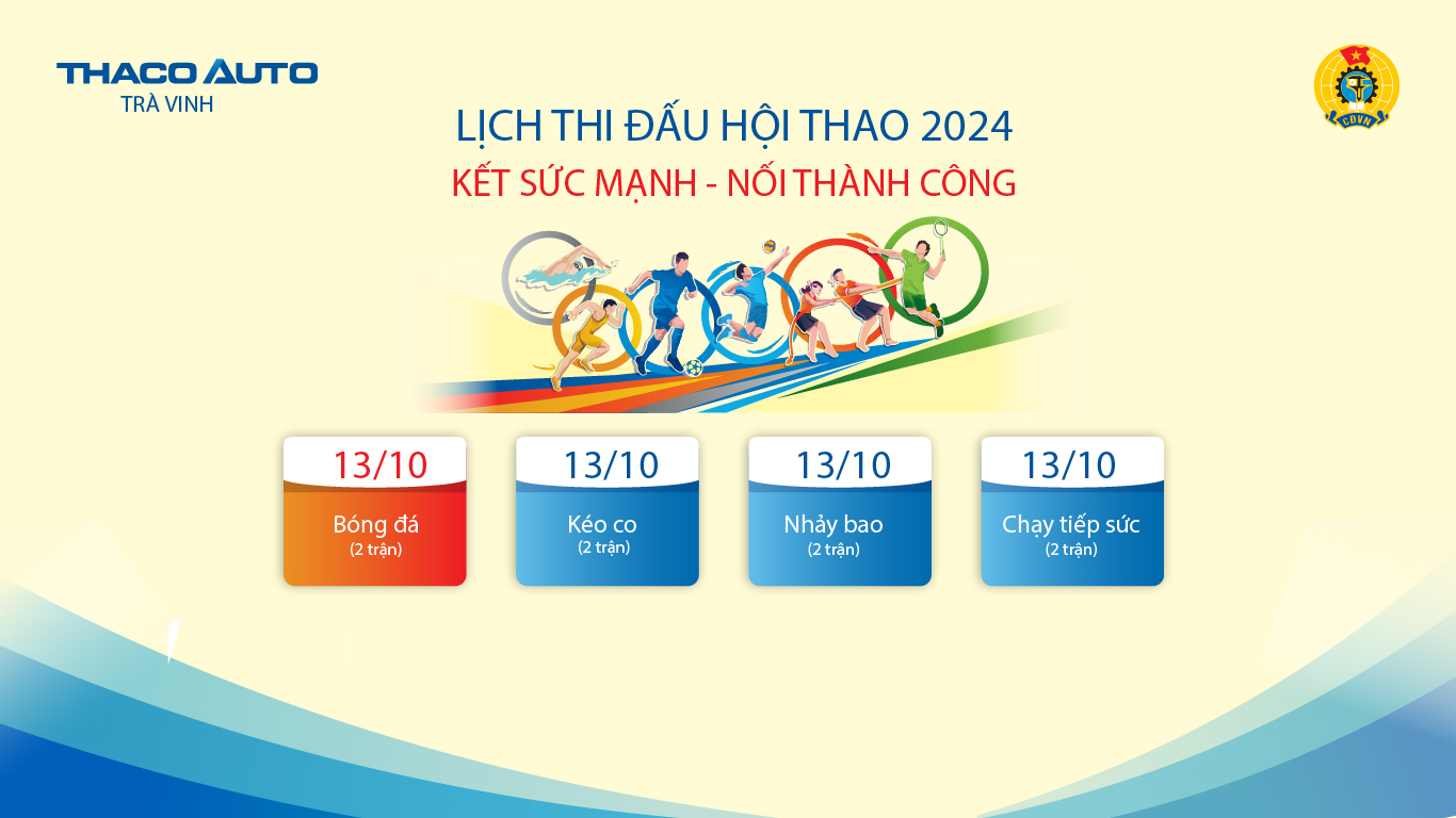 Lịch thi đấu Hội thao “Kết sức mạnh - Nối thành công” năm 2024 tại THACO AUTO Trà Vinh